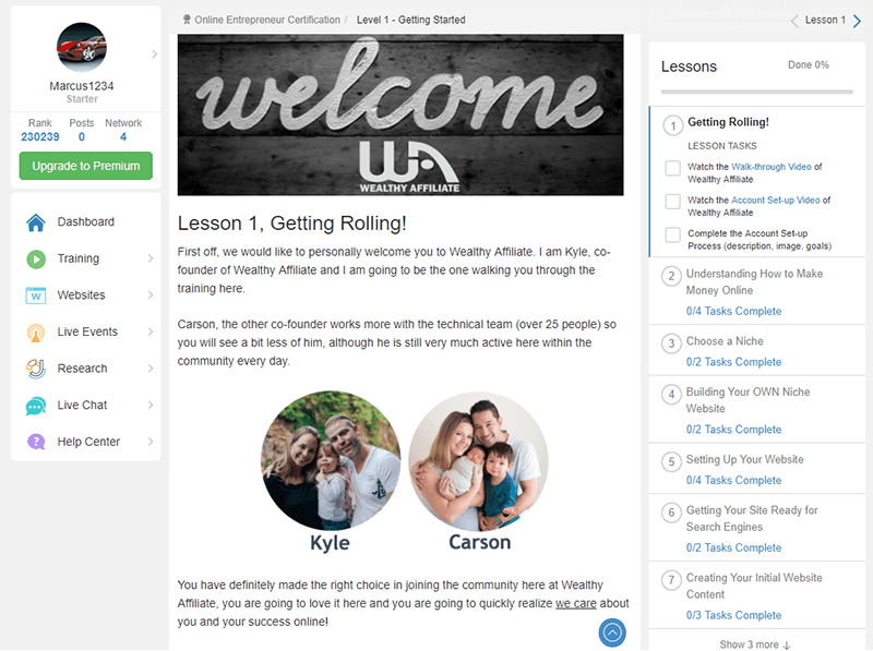 Starter Member At Wealthy Affiliate
